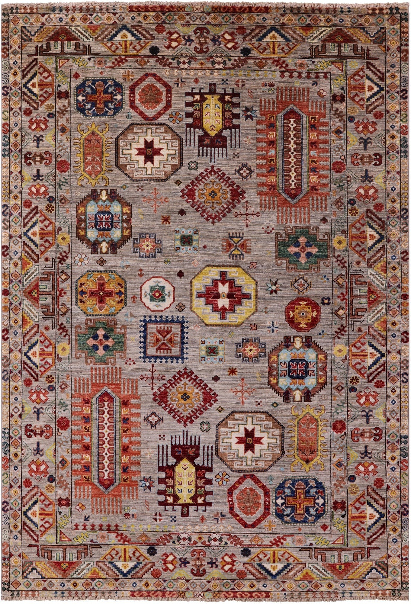 Turkmen Ersari Hand Knotted Wool Rug - 5' 8" X 8' 2" - Golden Nile