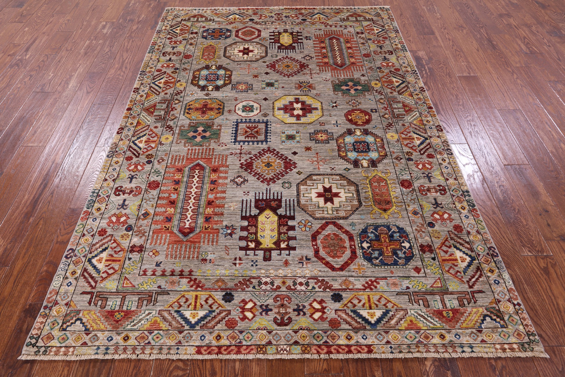 Turkmen Ersari Hand Knotted Wool Rug - 5' 8" X 8' 2" - Golden Nile