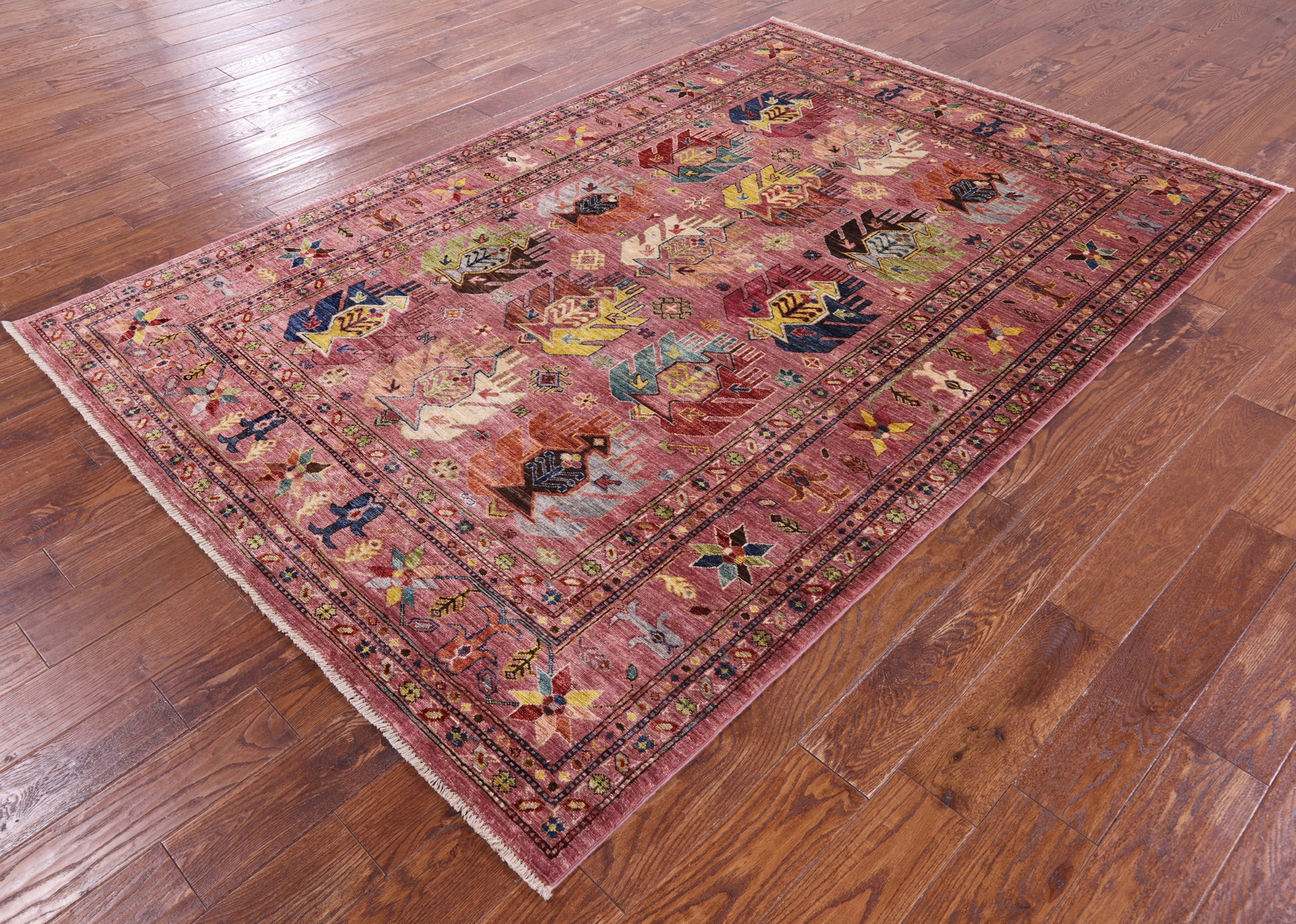 Pink Persian Hand Knotted Wool Rug - 5' 9" X 8' 5" - Golden Nile