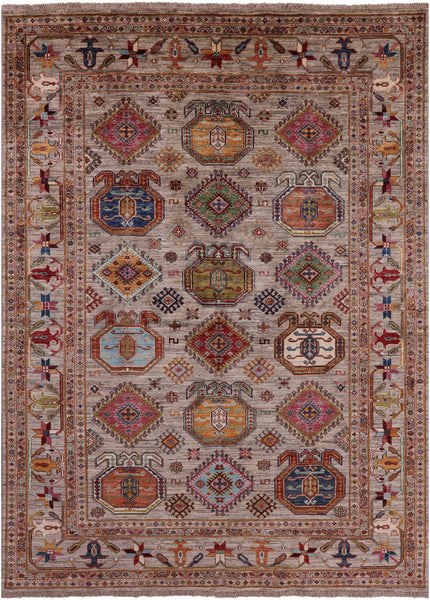 Turkmen Ersari Hand Knotted Wool Rug - 5' 8" X 7' 7" - Golden Nile