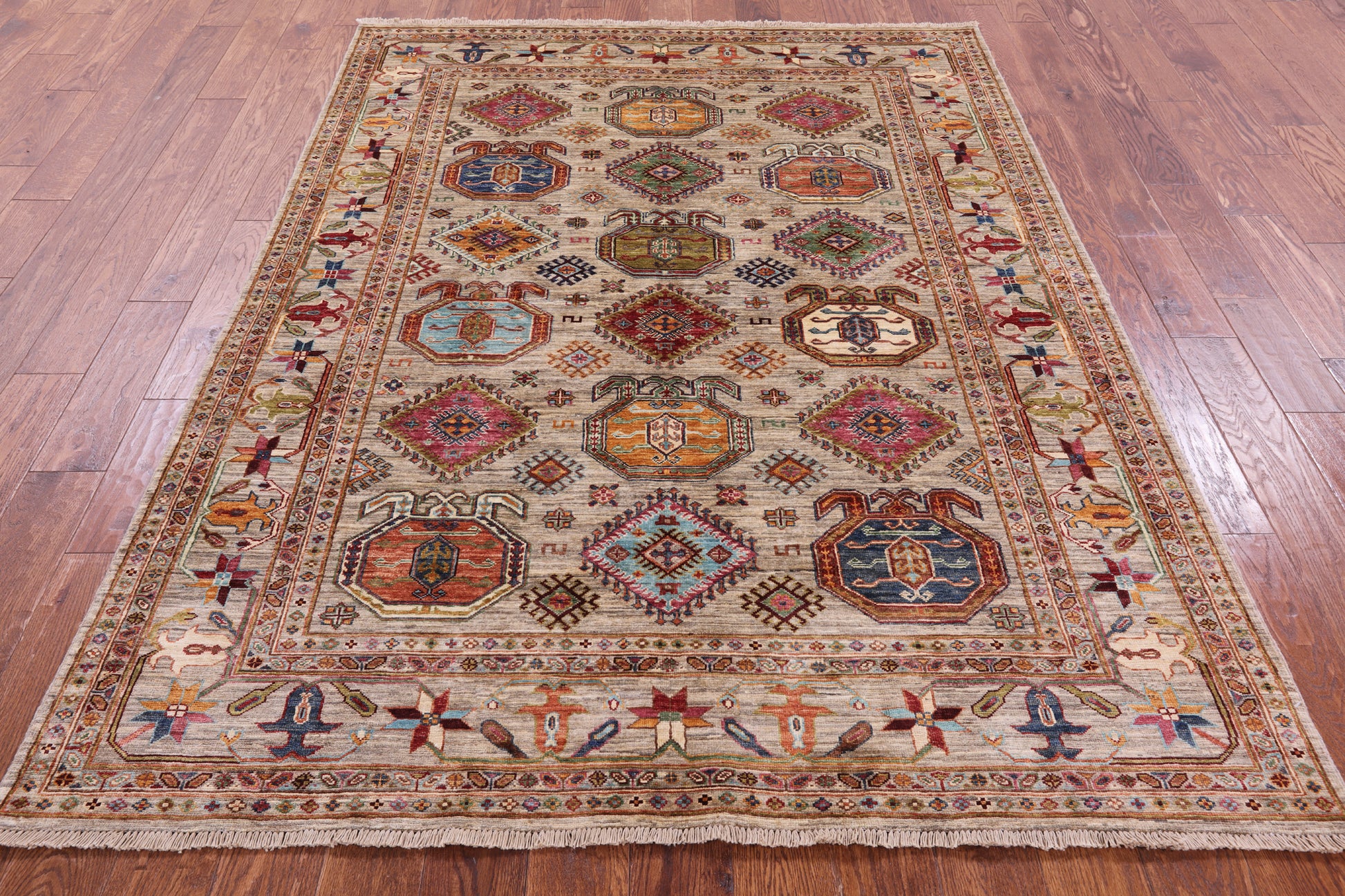 Turkmen Ersari Hand Knotted Wool Rug - 5' 8" X 7' 7" - Golden Nile