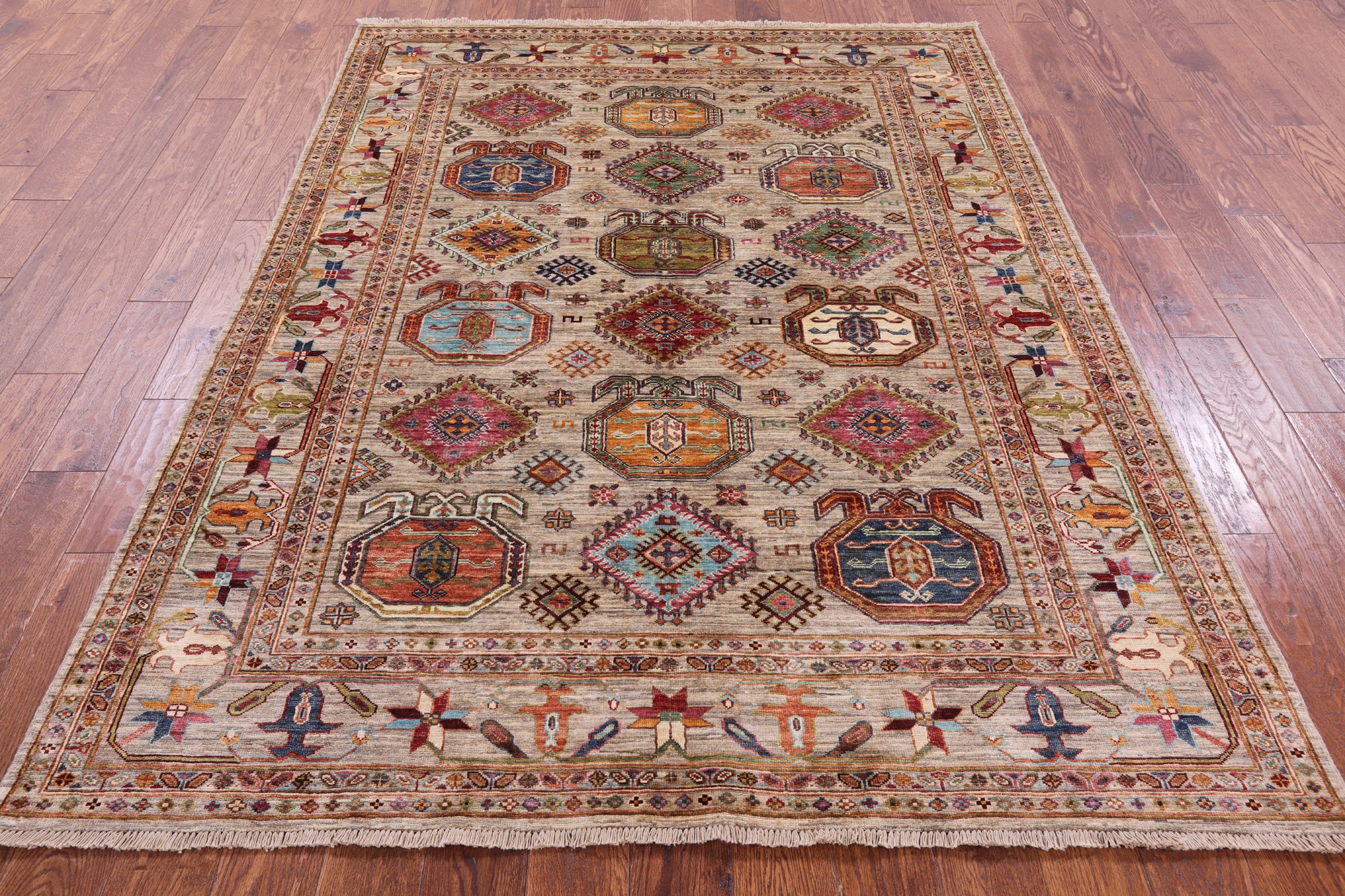 Turkmen Ersari Hand Knotted Wool Rug - 5' 8" X 7' 7" - Golden Nile