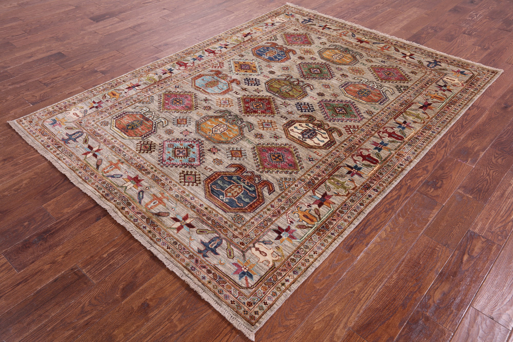 Turkmen Ersari Hand Knotted Wool Rug - 5' 8" X 7' 7" - Golden Nile
