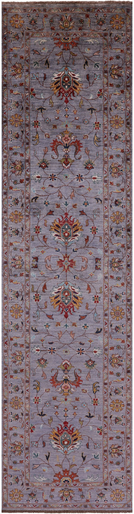 Grey Peshawar Hand Knotted Wool Runner Rug - 2' 8" X 9' 11" - Golden Nile