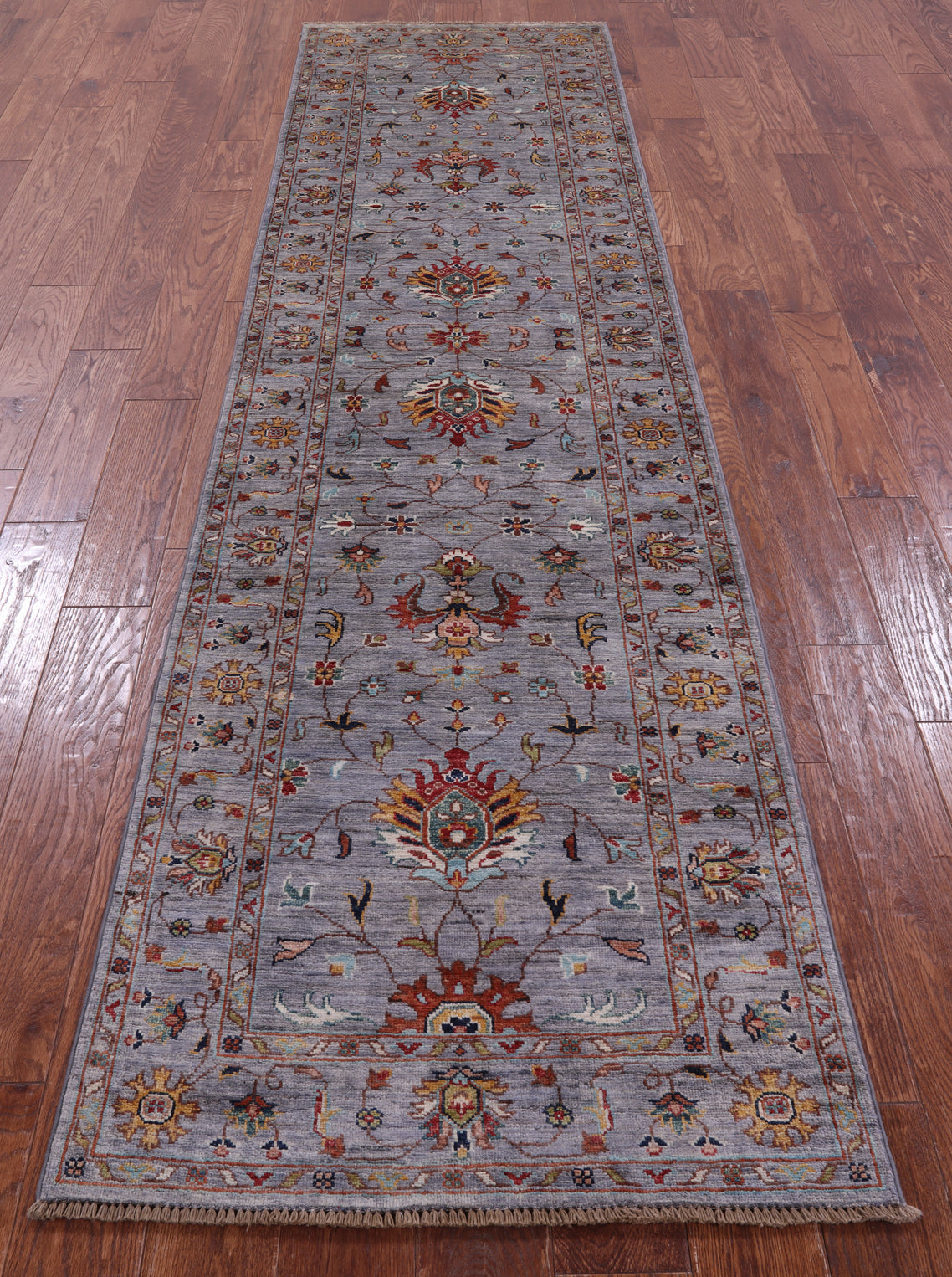 Grey Peshawar Hand Knotted Wool Runner Rug - 2' 8" X 9' 11" - Golden Nile
