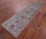 Grey Peshawar Hand Knotted Wool Runner Rug - 2' 8" X 9' 11" - Golden Nile