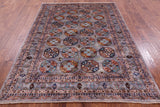 Grey Turkmen Ersari Hand Knotted Wool Rug - 5' 9" X 7' 9" - Golden Nile