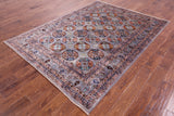 Grey Turkmen Ersari Hand Knotted Wool Rug - 5' 9" X 7' 9" - Golden Nile