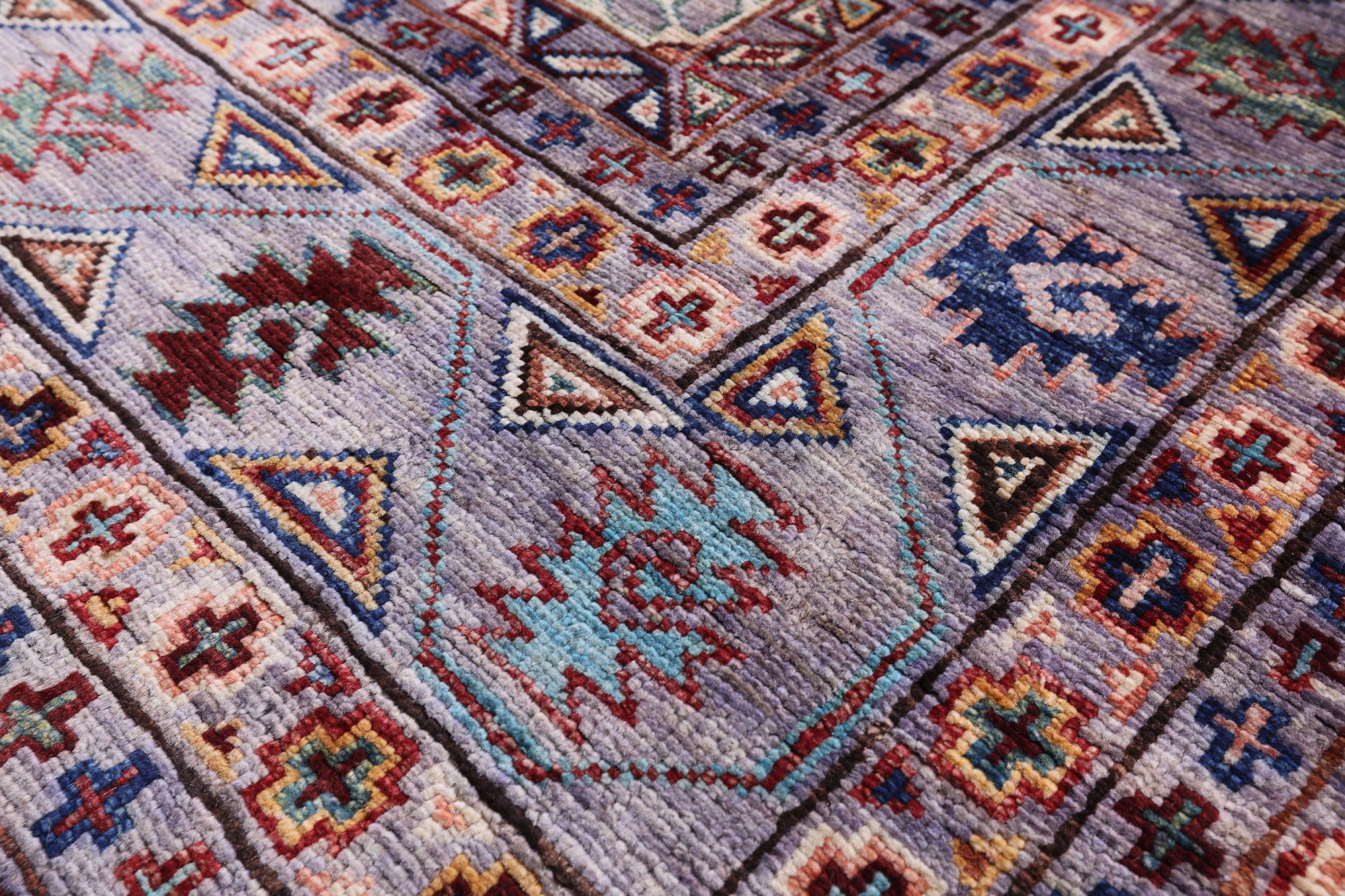 Grey Turkmen Ersari Hand Knotted Wool Rug - 5' 9" X 7' 9" - Golden Nile