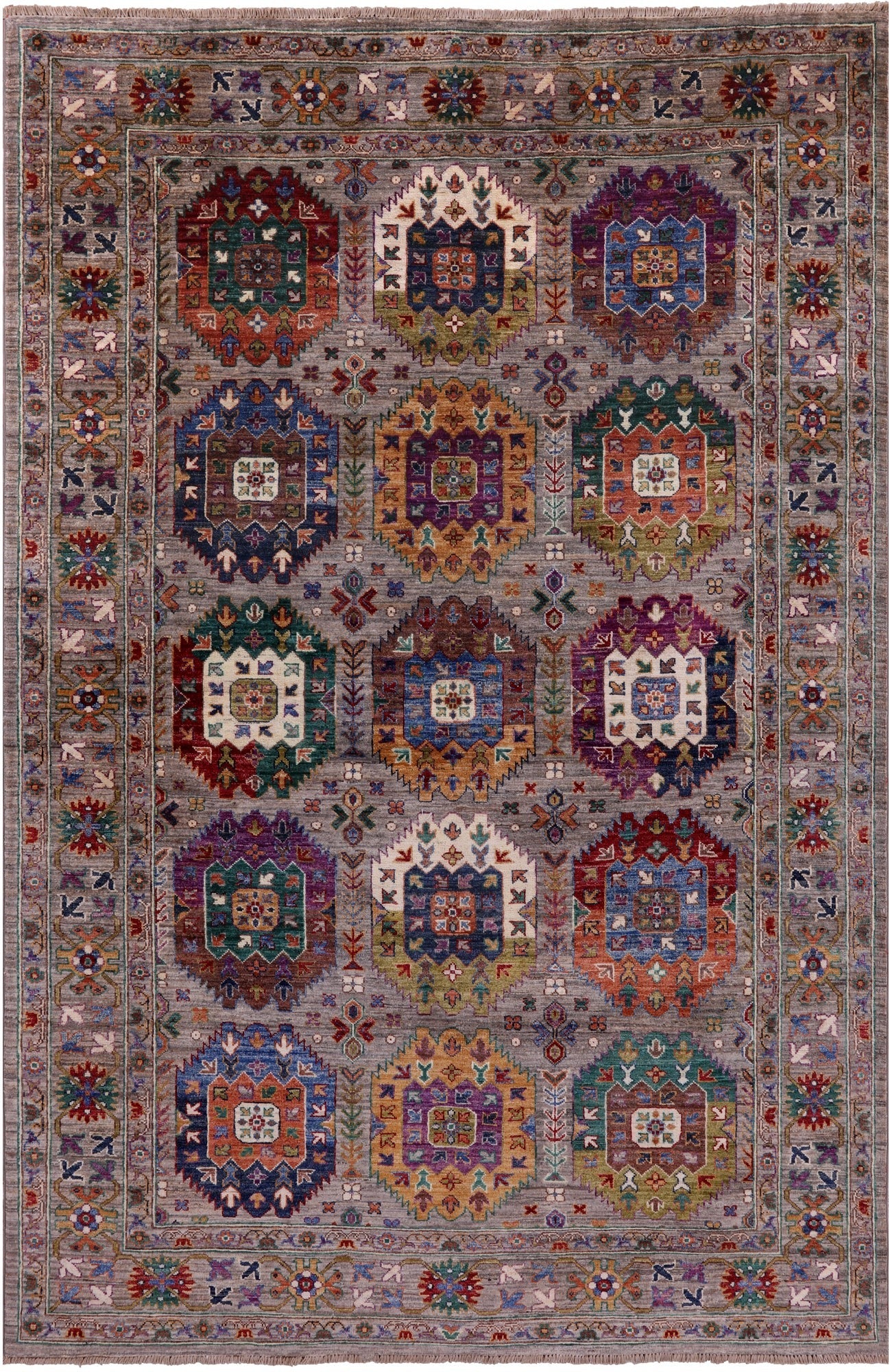 Turkmen Ersari Hand Knotted Wool Rug - 5' 7" X 8' 2" - Golden Nile