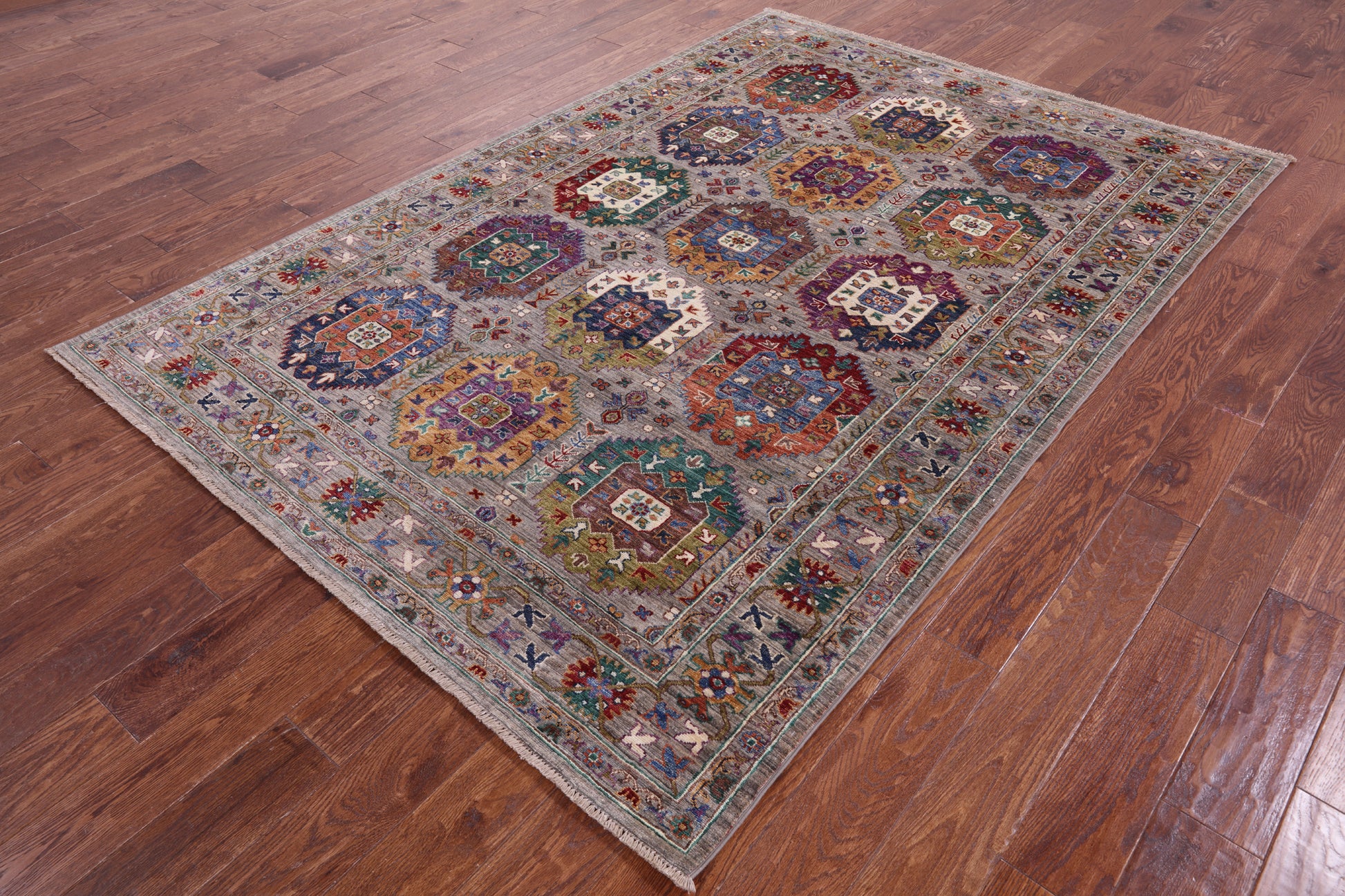 Turkmen Ersari Hand Knotted Wool Rug - 5' 7" X 8' 2" - Golden Nile