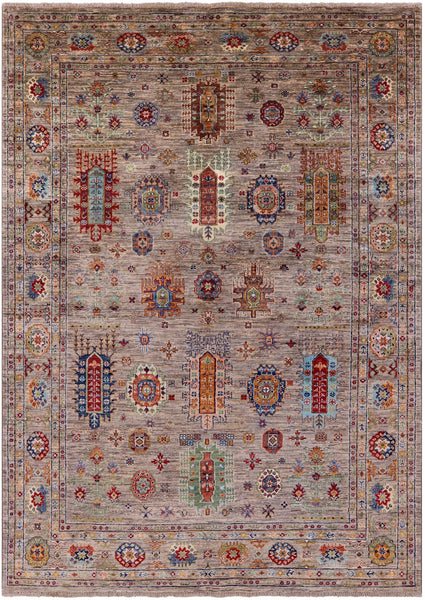 Turkmen Ersari Hand Knotted Wool Rug - 5' 7" X 7' 11" - Golden Nile