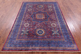 Geometric Persian Mamluk Hand Knotted Wool Rug - 5' 7" X 7' 10" - Golden Nile