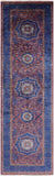 Purple Geometric Persian Mamluk Hand Knotted Wool Runner Rug - 2' 10" X 9' 8" - Golden Nile