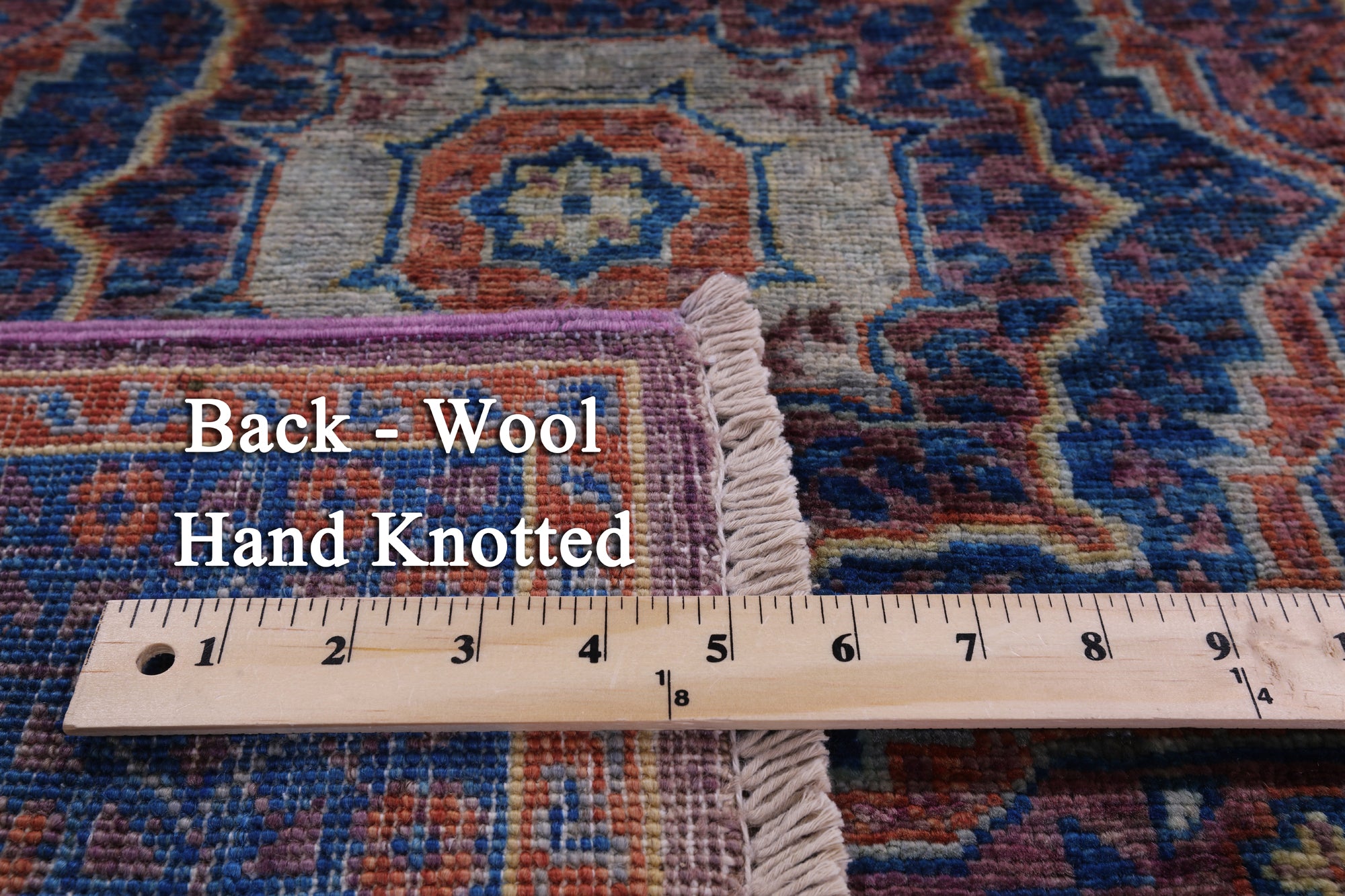 Purple Geometric Persian Mamluk Hand Knotted Wool Runner Rug - 2' 10" X 9' 8" - Golden Nile