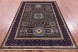 Brown Geometric Persian Mamluk Hand Knotted Wool Rug - 5' 6" X 7' 9" - Golden Nile