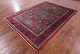 Red Geometric Persian Mamluk Hand Knotted Wool Rug - 6' 9" X 9' 6" - Golden Nile