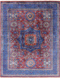 Red Geometric Persian Mamluk Hand Knotted Wool Rug - 5' 0" X 6' 2" - Golden Nile