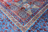 Red Geometric Persian Mamluk Hand Knotted Wool Rug - 5' 0" X 6' 2" - Golden Nile