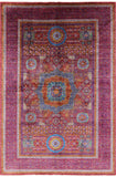 Red Geometric Persian Mamluk Hand Knotted Wool Rug - 6' 9" X 9' 9" - Golden Nile
