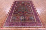 Red Geometric Persian Mamluk Hand Knotted Wool Rug - 6' 9" X 9' 9" - Golden Nile