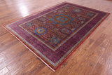 Red Geometric Persian Mamluk Hand Knotted Wool Rug - 6' 9" X 9' 9" - Golden Nile