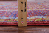 Red Geometric Persian Mamluk Hand Knotted Wool Rug - 6' 9" X 9' 9" - Golden Nile