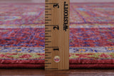 Red Geometric Persian Mamluk Handmade Wool Rug - 6' 10" X 9' 11" - Golden Nile