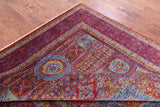 Red Geometric Persian Mamluk Handmade Wool Rug - 6' 10" X 9' 11" - Golden Nile