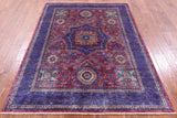 Geometric Persian Mamluk Handmade Wool Rug - 5' 0" X 6' 9" - Golden Nile