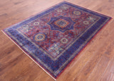 Geometric Persian Mamluk Handmade Wool Rug - 5' 0" X 6' 9" - Golden Nile