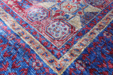 Geometric Persian Mamluk Handmade Wool Rug - 5' 0" X 6' 9" - Golden Nile