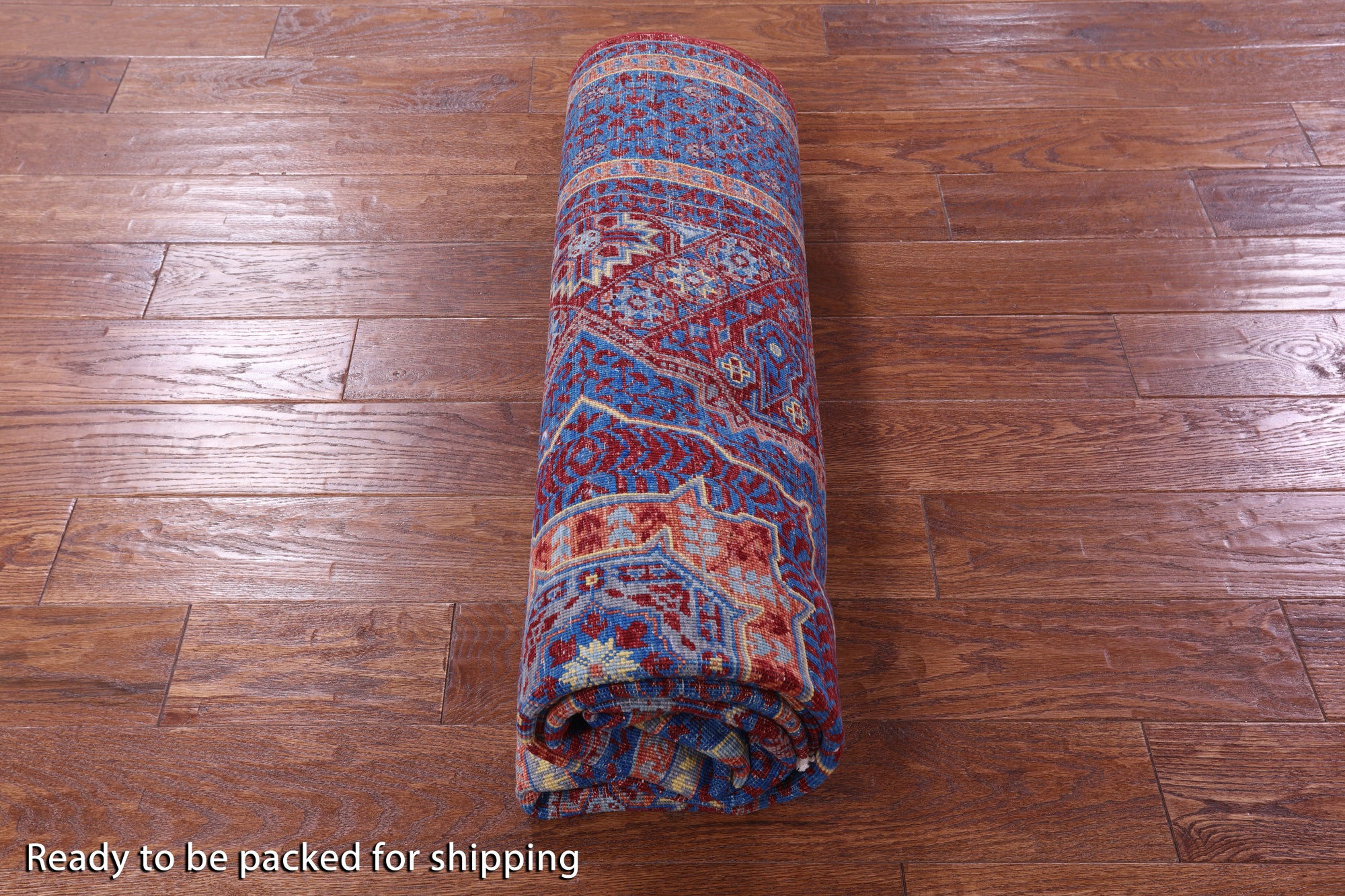 Red Geometric Persian Mamluk Hand Knotted Wool Rug - 5' 8" X 8' 1" - Golden Nile