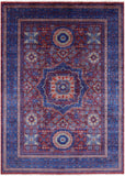 Red Geometric Persian Mamluk Hand Knotted Wool Rug - 5' 8" X 8' 1" - Golden Nile