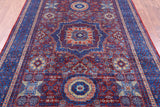 Red Geometric Persian Mamluk Hand Knotted Wool Rug - 5' 8" X 8' 1" - Golden Nile