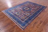 Purple Geometric Persian Mamluk Hand Knotted Wool Rug - 5' 9" X 7' 11" - Golden Nile