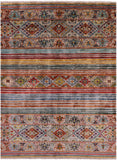 Khorjin Persian Gabbeh Hand Knotted Wool Rug - 5' 7" X 7' 5" - Golden Nile