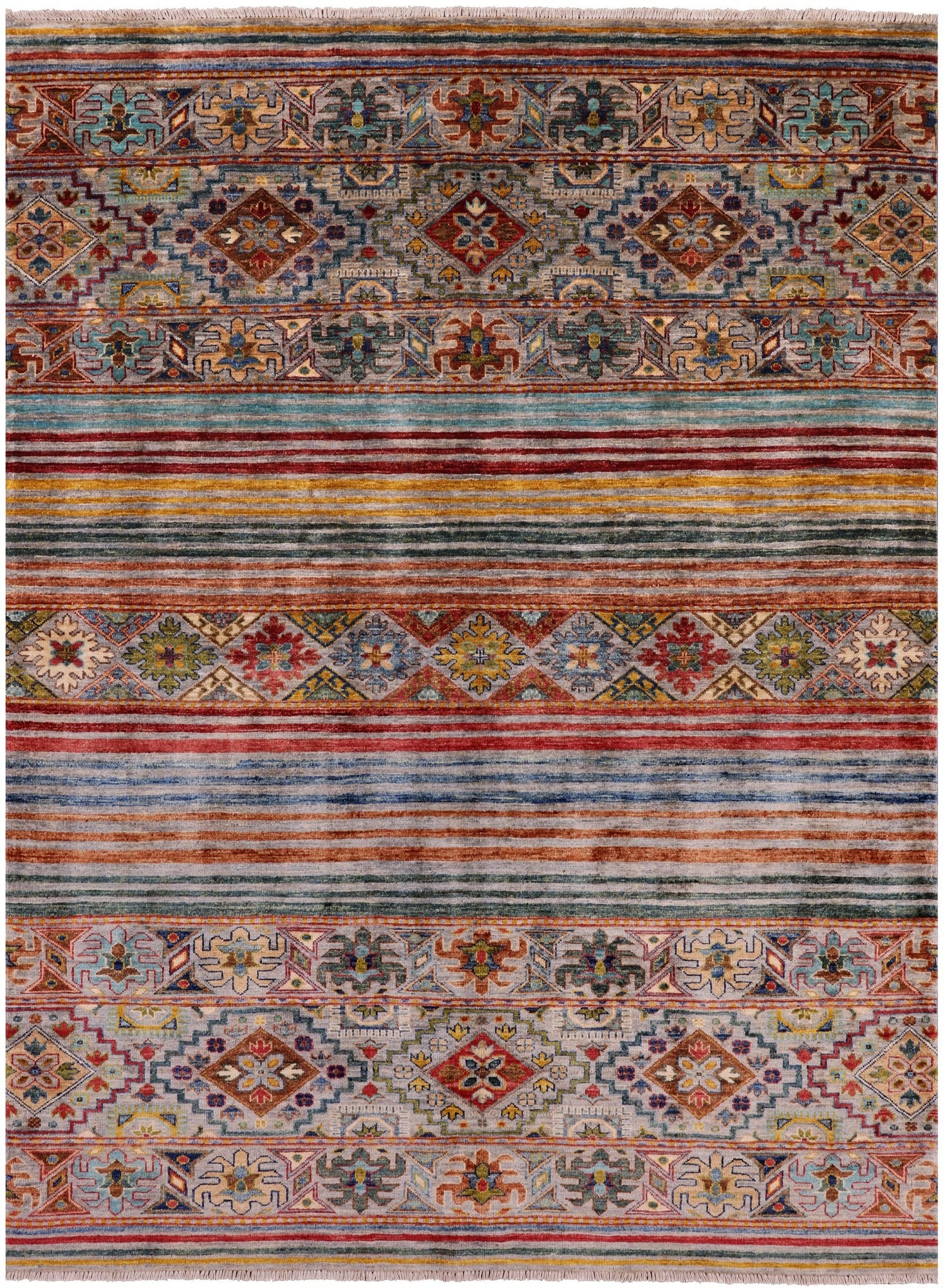 Khorjin Persian Gabbeh Hand Knotted Wool Rug - 5' 7" X 7' 5" - Golden Nile
