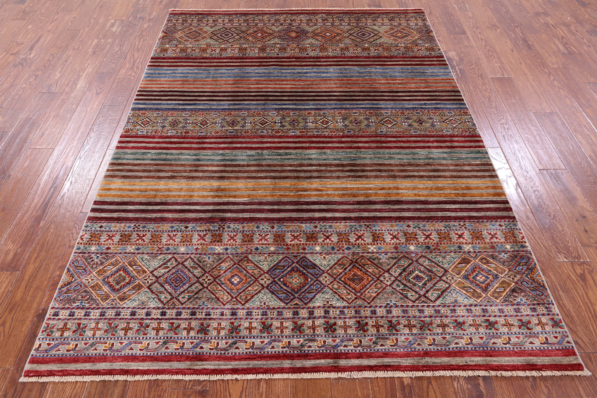 Khorjin Persian Gabbeh Hand Knotted Wool Rug - 5' 10" X 8' 0" - Golden Nile