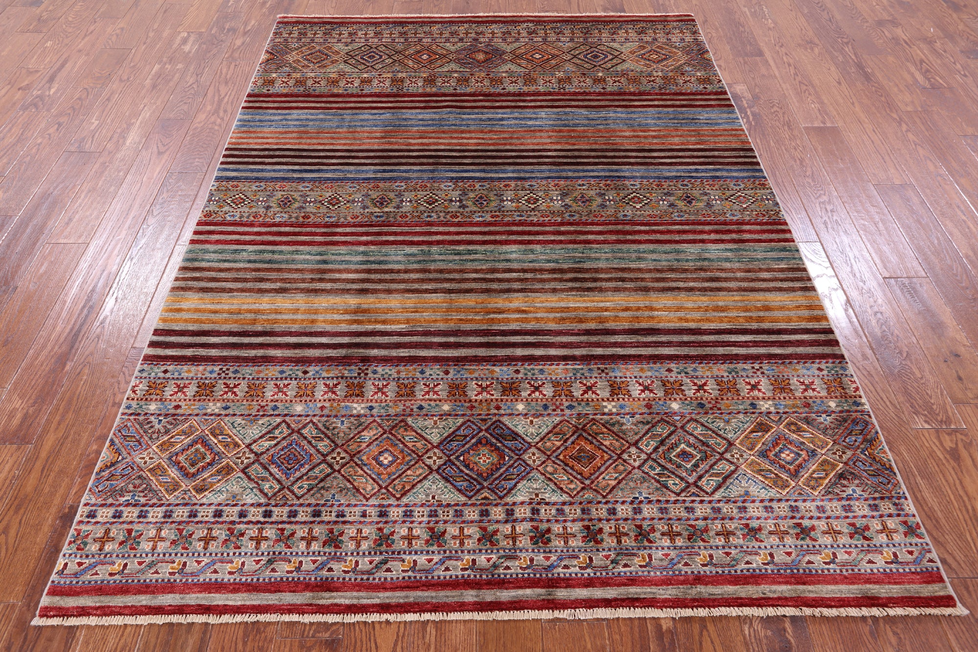 Khorjin Persian Gabbeh Hand Knotted Wool Rug - 5' 10" X 8' 0" - Golden Nile