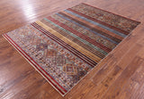 Khorjin Persian Gabbeh Hand Knotted Wool Rug - 5' 10" X 8' 0" - Golden Nile