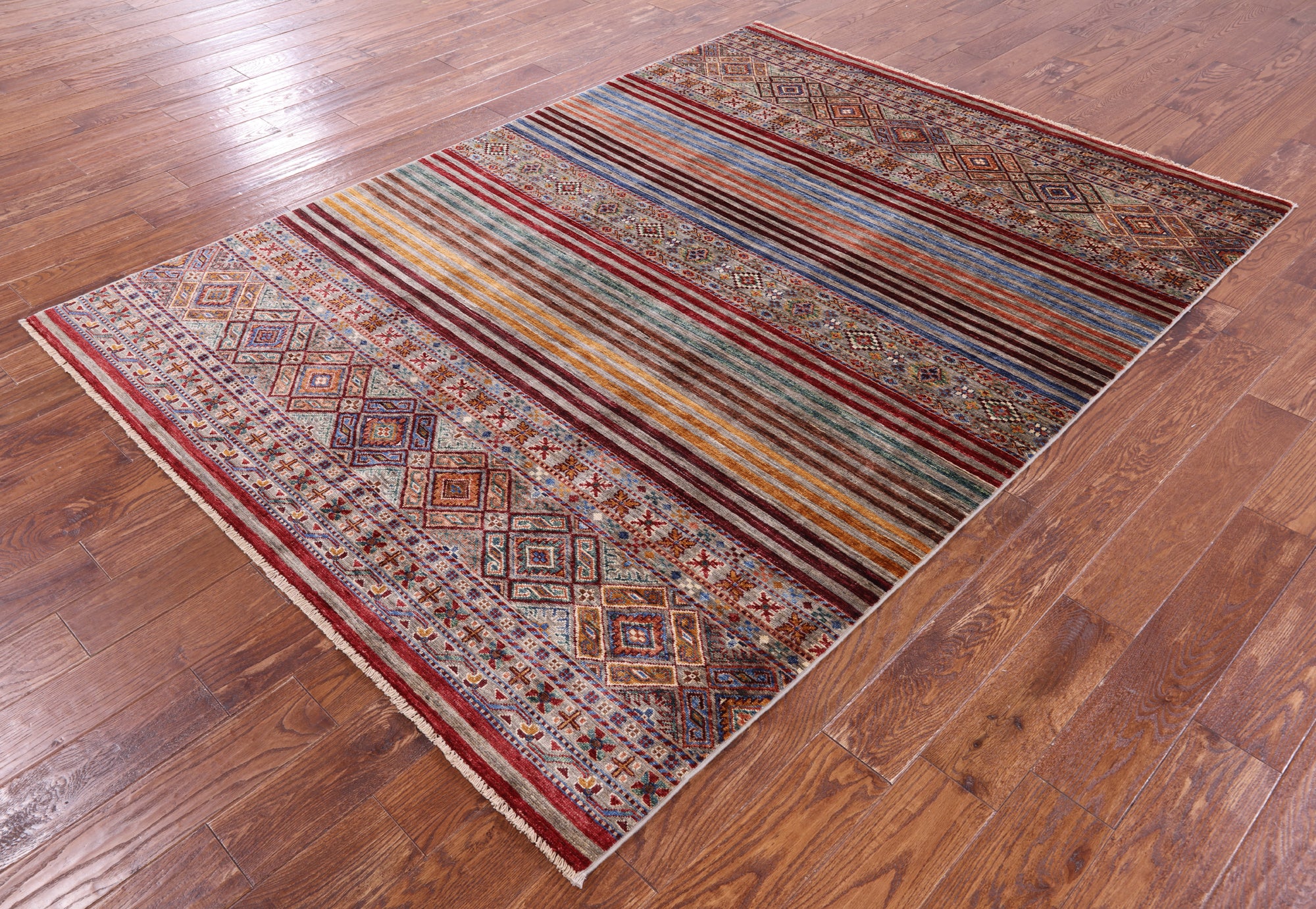 Khorjin Persian Gabbeh Hand Knotted Wool Rug - 5' 10" X 8' 0" - Golden Nile