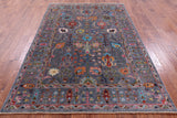 Grey Peshawar Hand Knotted Wool Rug - 5' 8" X 8' 5" - Golden Nile