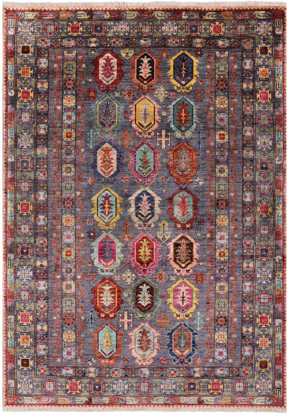 Tribal Persian Hand Knotted Wool Rug - 5' 8" X 8' 0" - Golden Nile