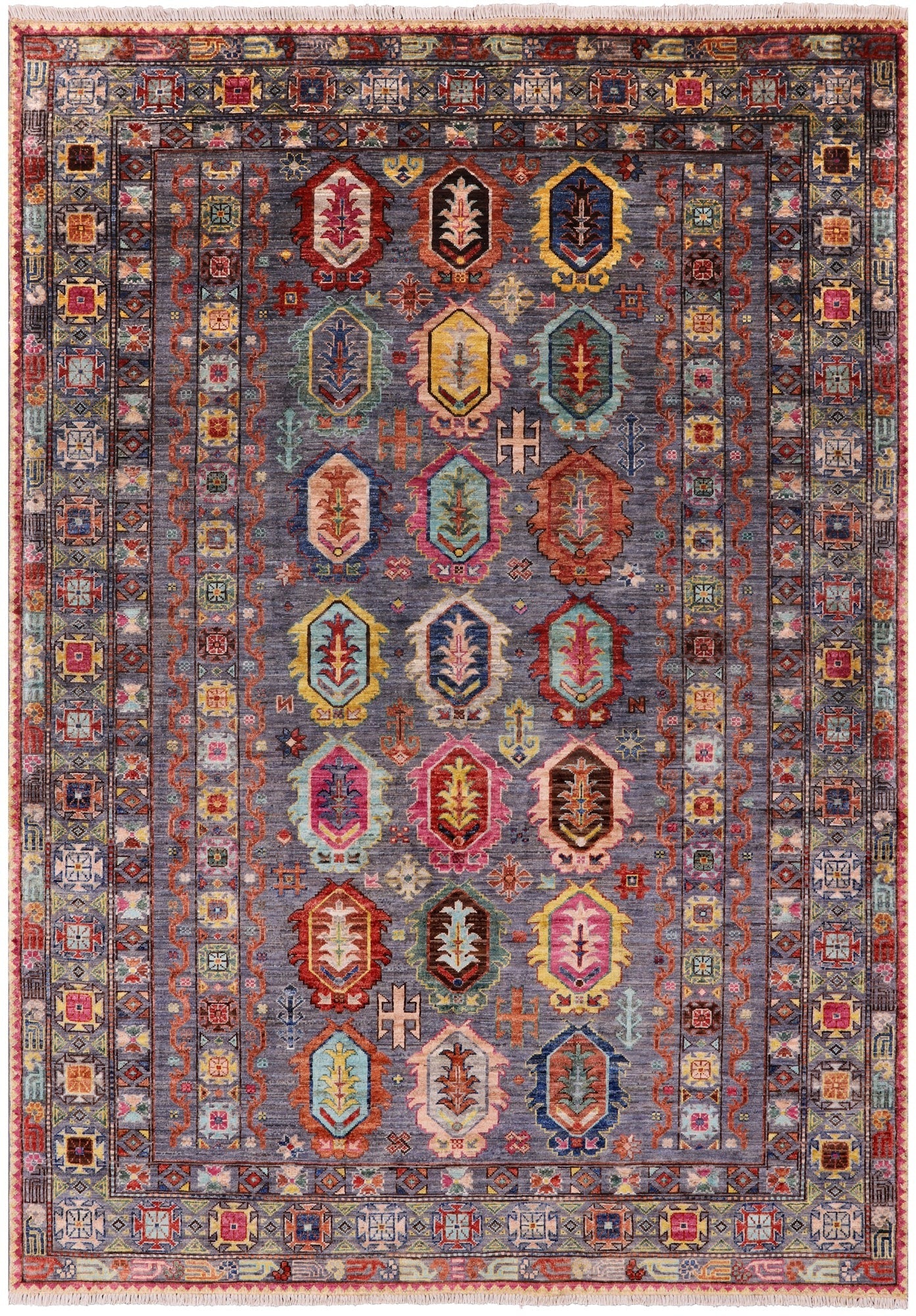 Tribal Persian Hand Knotted Wool Rug - 5' 8" X 8' 0" - Golden Nile