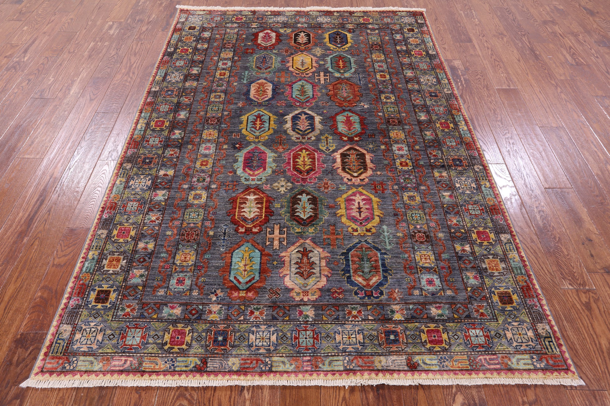 Tribal Persian Hand Knotted Wool Rug - 5' 8" X 8' 0" - Golden Nile