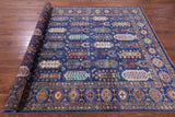 Blue Persian Fine Serapi Hand Knotted Wool Rug - 7' 0" X 9' 10" - Golden Nile