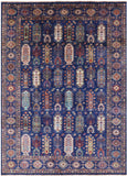 Blue Persian Fine Serapi Hand Knotted Wool Rug - 7' 0" X 9' 10" - Golden Nile