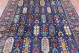Blue Persian Fine Serapi Hand Knotted Wool Rug - 7' 0" X 9' 10" - Golden Nile