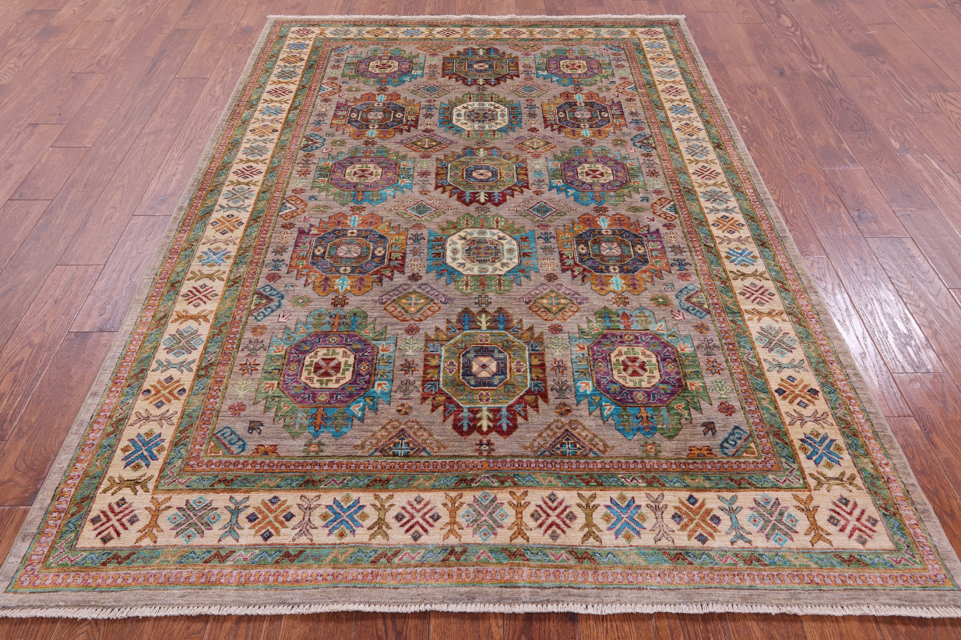 Turkmen Ersari Hand Knotted Wool Rug - 5' 7" X 8' 1" - Golden Nile